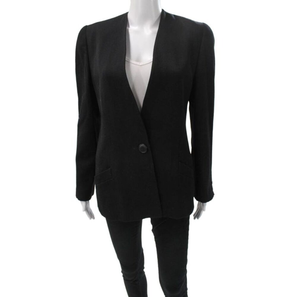 Krizia Women Pantsuit Wool Black Button Long Sleeve Size 38